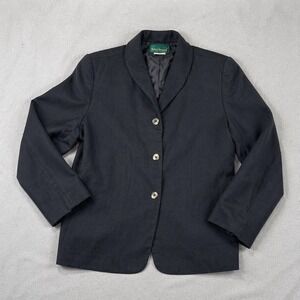 Harve Benard Wool Blazer Womens 12P Petite Black Tailored‎ Vintage